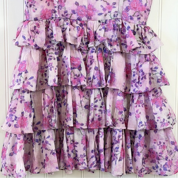 Bardot Adeli Lilac Floral Ruffle Mini Dress Size 4 / Small - Picture 10 of 13